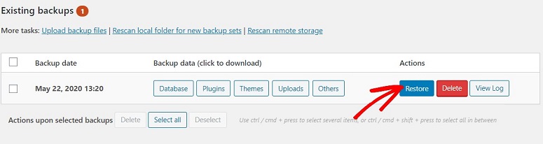 Restaurar backup