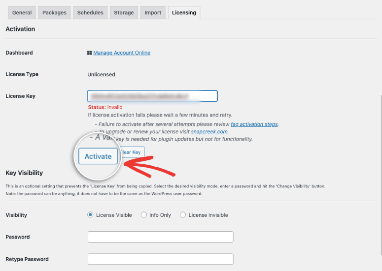 activate license in duplicator