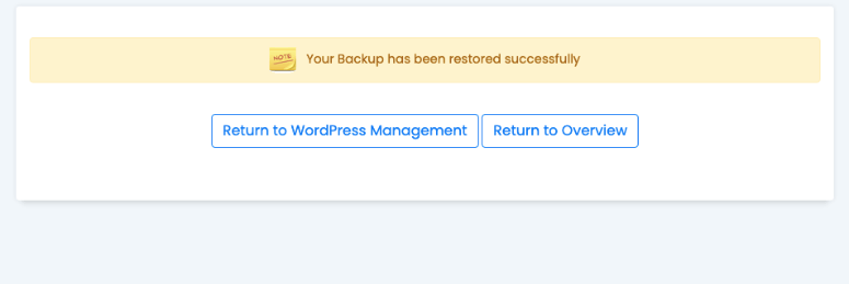 backup restored in softaculous