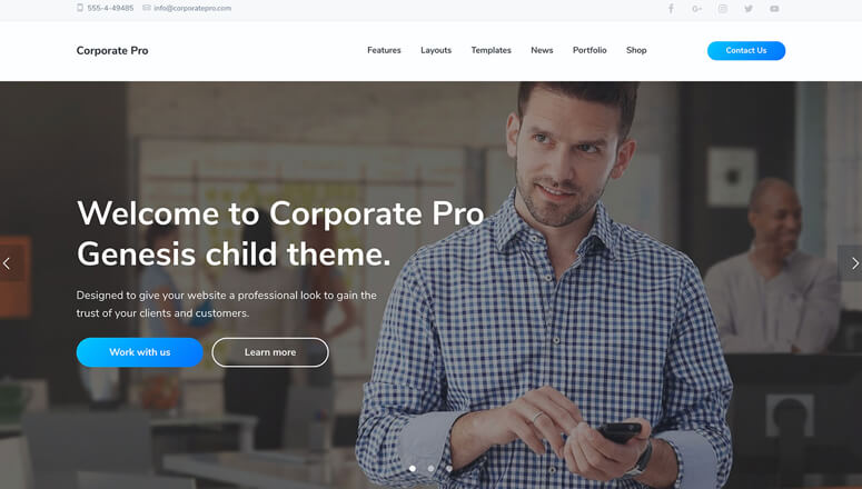 Corporate Pro - IsItWP - Detector de temas de WordPress gratuito Profesional Corporativo