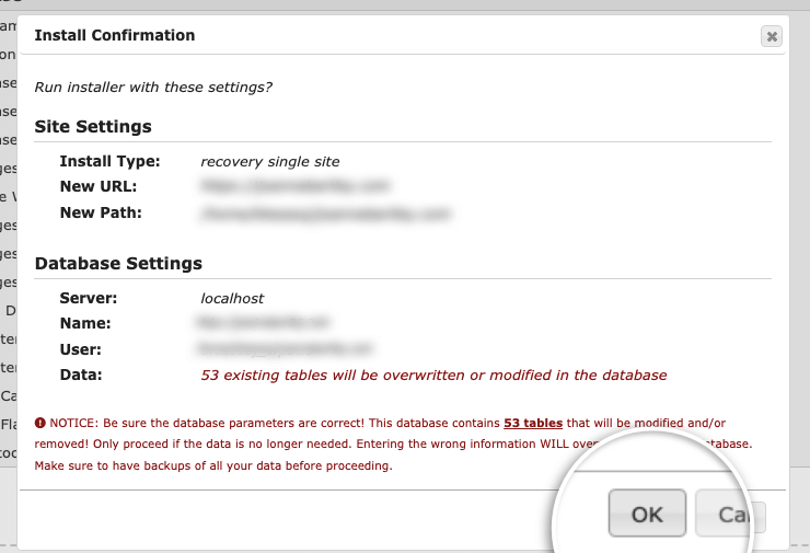 install confirmation in duplicator