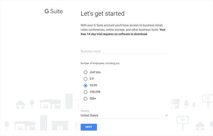 signing up for GSuite
