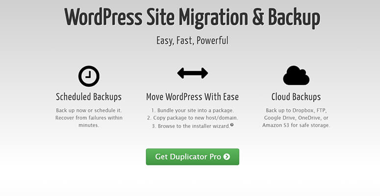 Complemento de copia de seguridad y migración de Duplicator WordPress