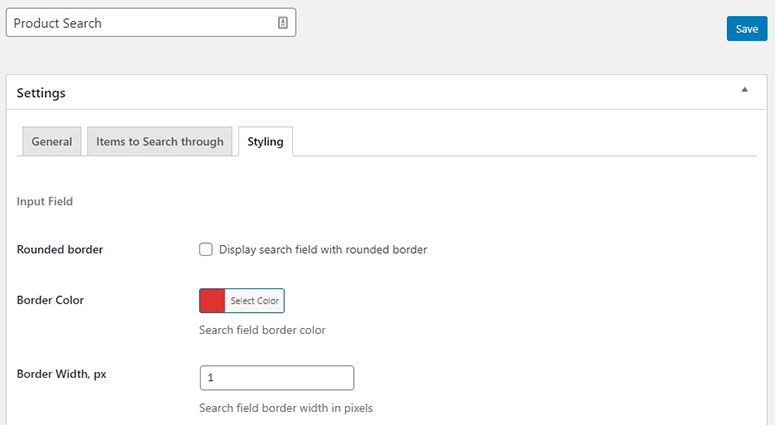 Search styling options