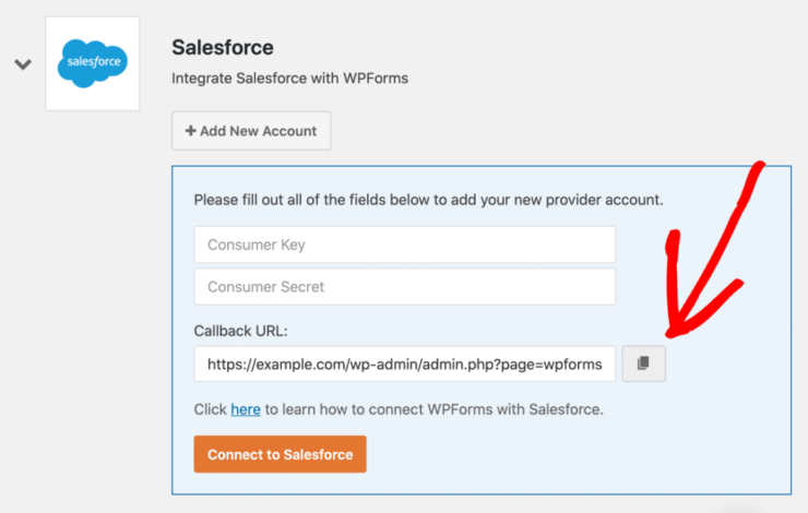 callback url salesforce wpforms