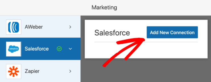 add new salesforce connection wpforms marketing