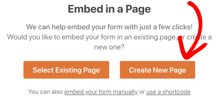 embed form to new page