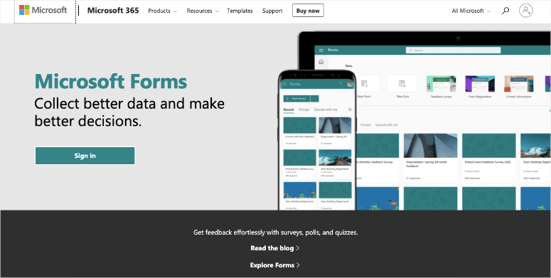 microsoft forms homepage