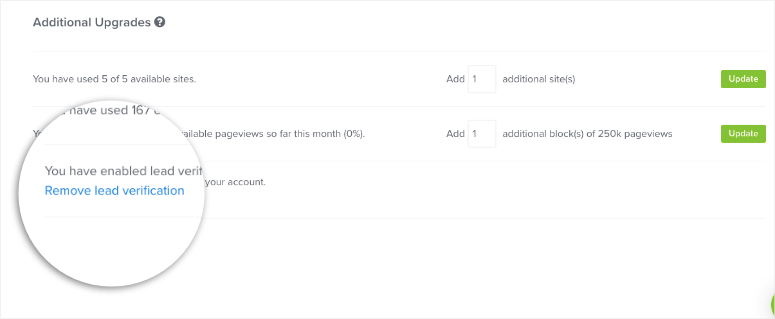 remove lead verification from optinmonster