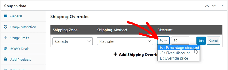 Discount shipping method