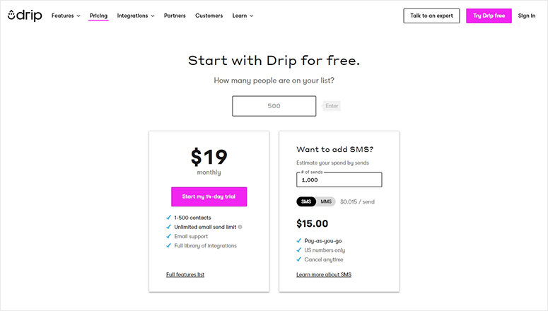 Drip price overview