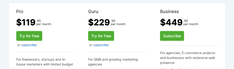 semrush pricing plans
