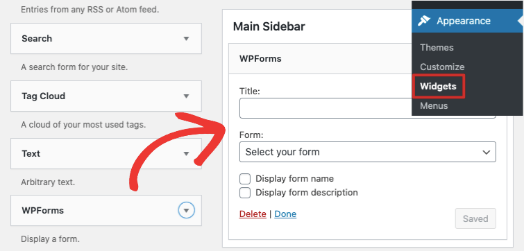 add wpforms to sidebar