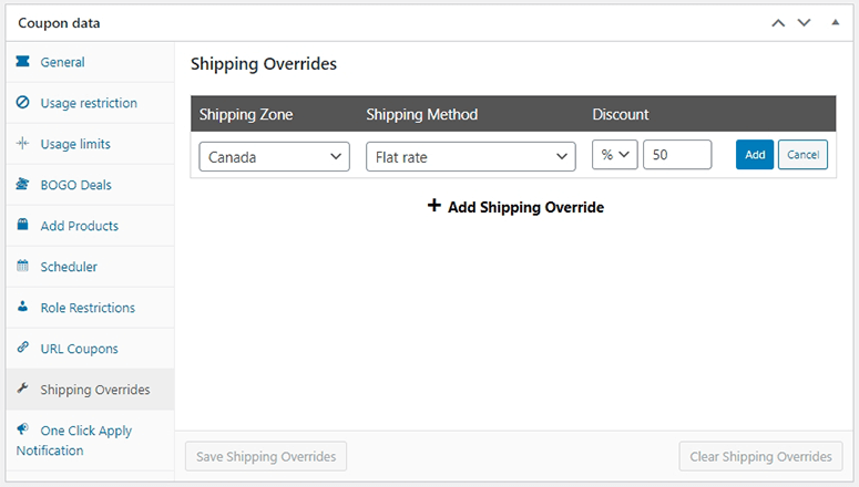 Shipping overrides