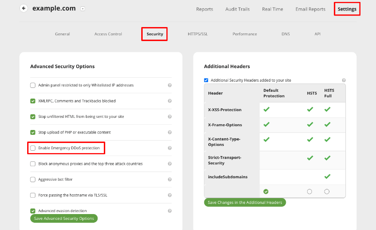 Protección de emergencia ddos