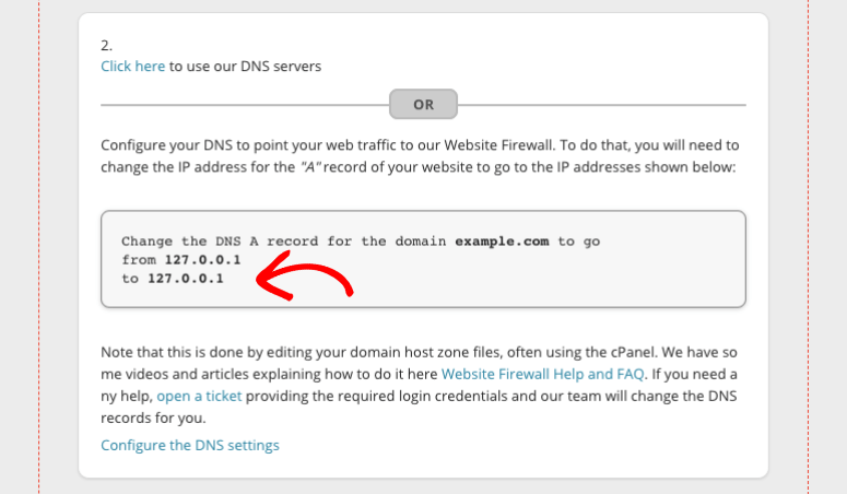 direcciones ip de sucuri dns