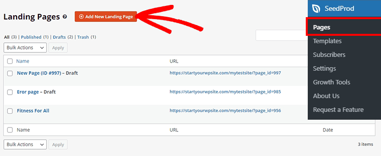 SeedProd landing pages