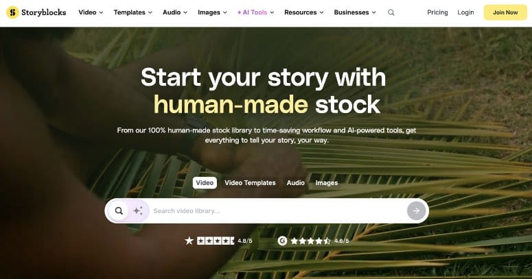 Storyblocks Homepage