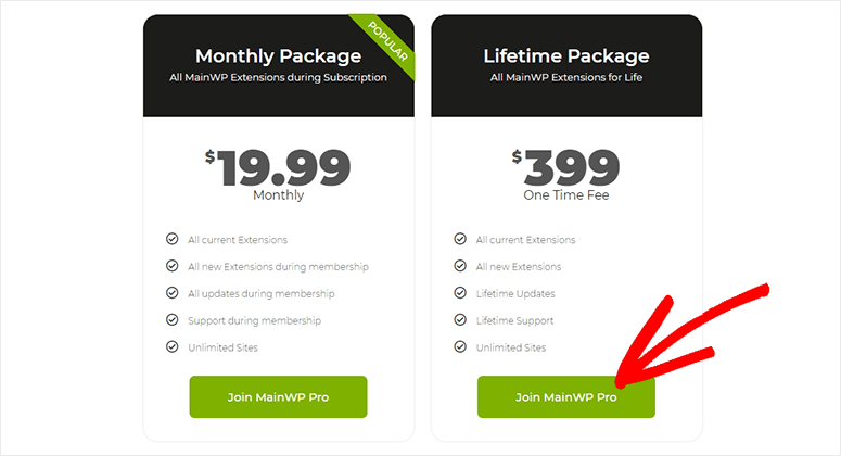 MainWP Pricing