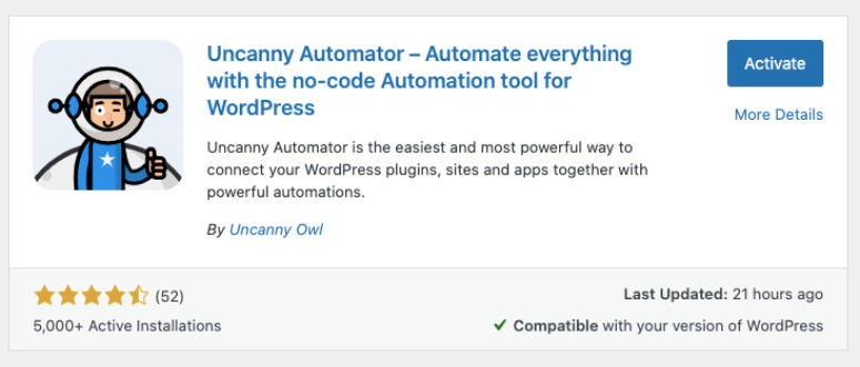 uncanny automator in wordpress