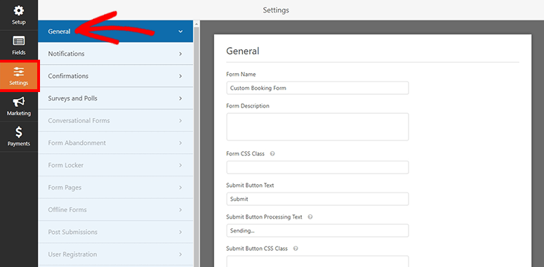 General settings