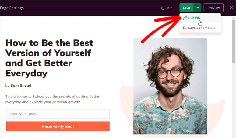 Publish page