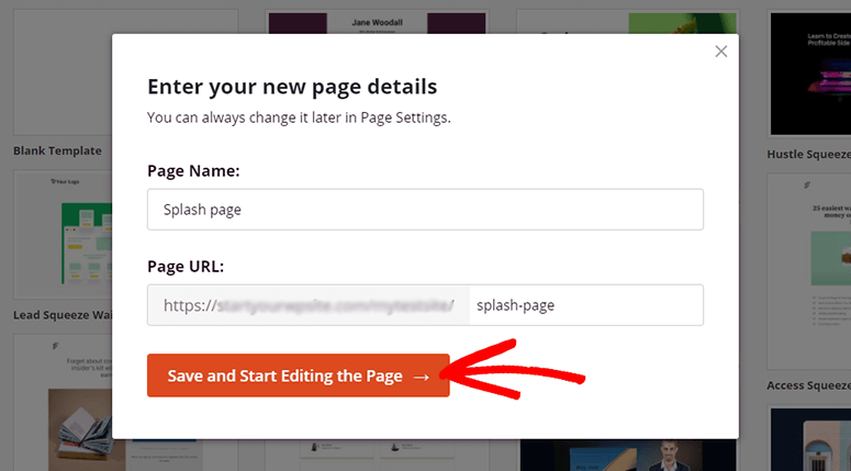 Save and start editing the page