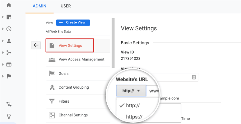 change view settings to https