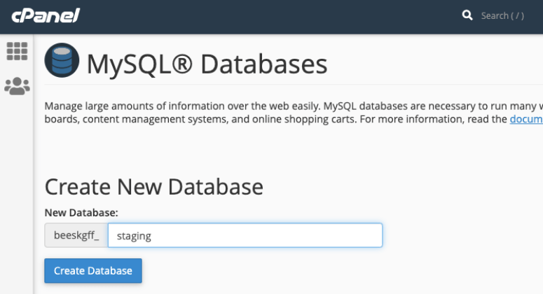 create new database