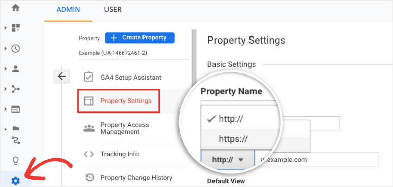 configuración de propiedad https