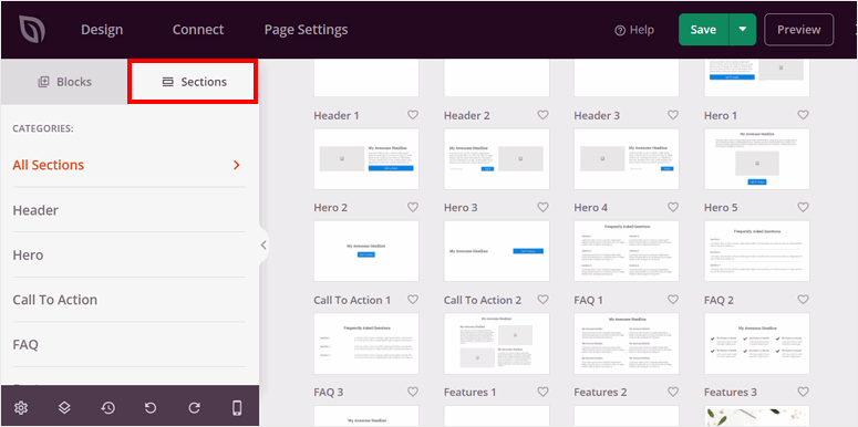 seedprod-one-page-sections