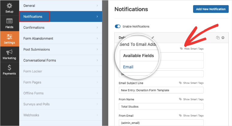 abrir etiquetas inteligentes en wpforms