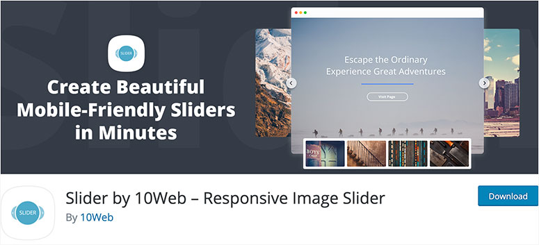 slider-10web - IsItWP - Detector de temas de WordPress gratuito Control deslizante de 10Web