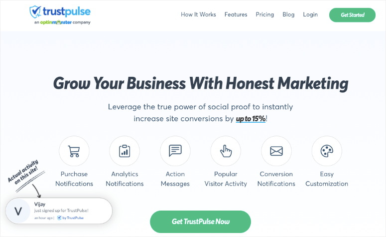 trustpulse new homepage