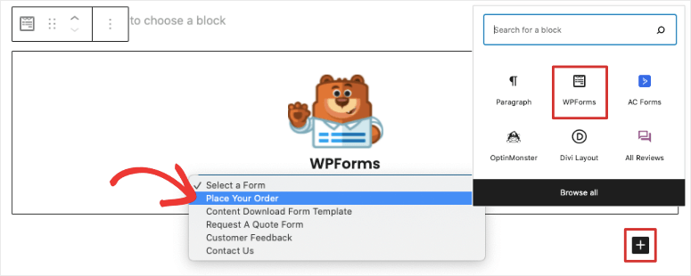 editor de bloques wpforms