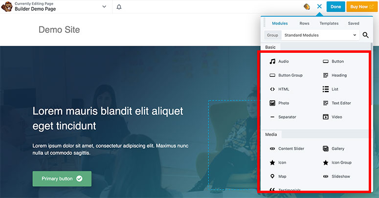 Módulos de Beaver Builder - IsItWP - Detector de temas de WordPress gratuito Módulos de construcción de castores