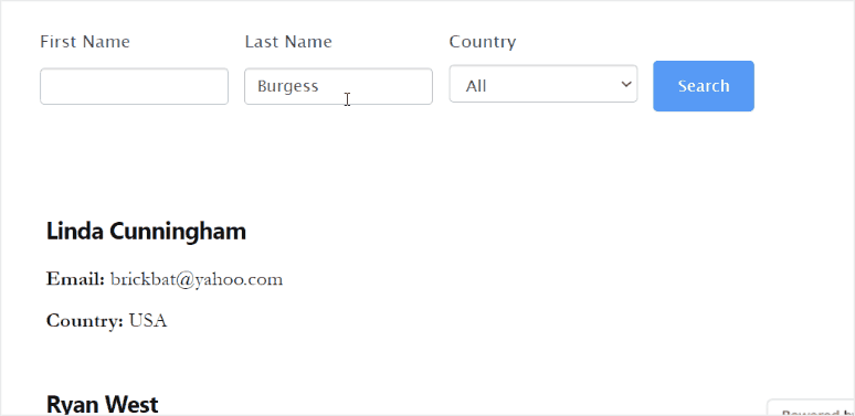 custom search form results