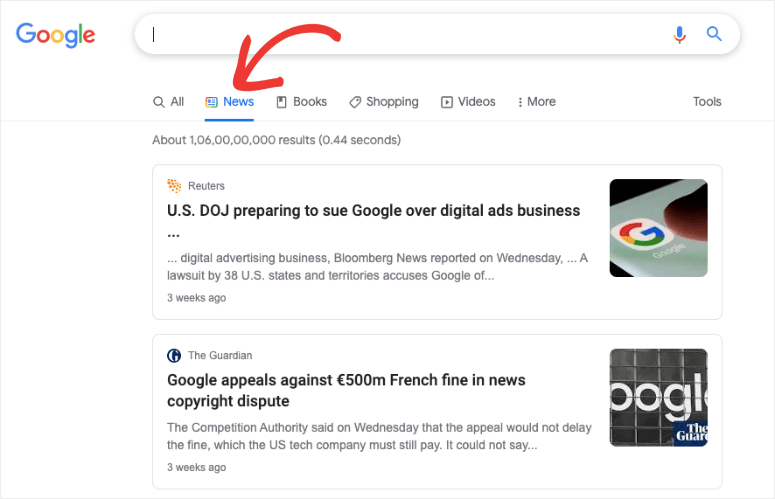 Example of google news
