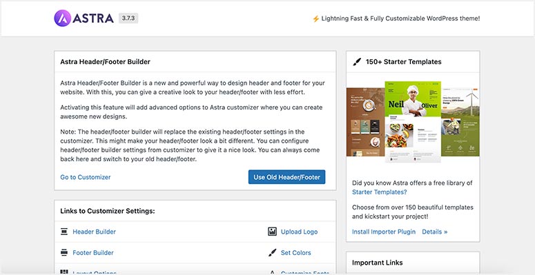 Astra backend - IsItWP - Detector de temas gratuito de WordPress back-end de Astra