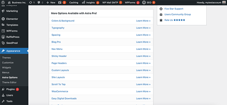 astrafeatures - IsItWP - Detector de temas de WordPress gratuito