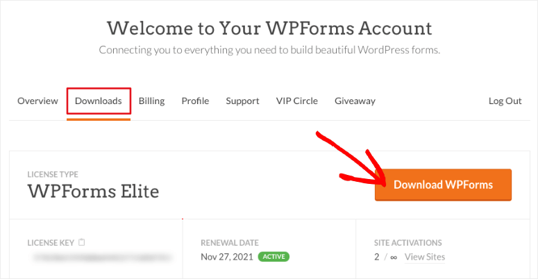 Descargar formularios WPForms