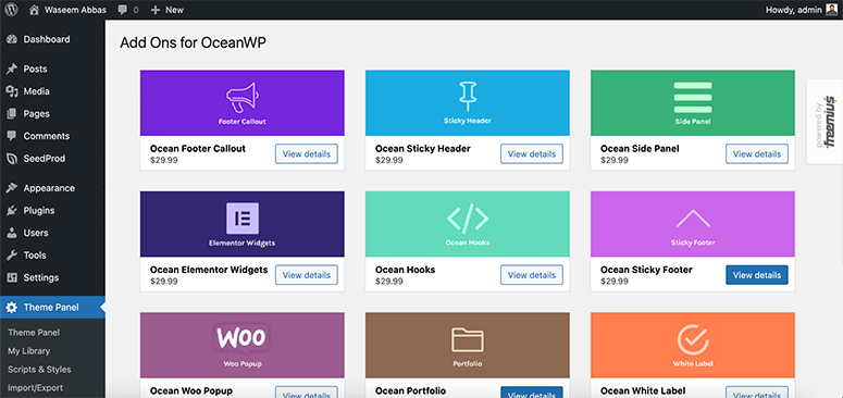 oceanwpaddons - IsItWP - Detector de temas de WordPress gratuito