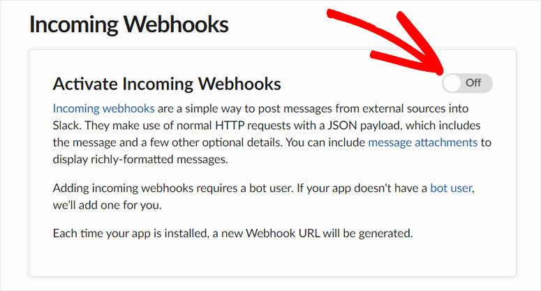 enable incoming webhooks
