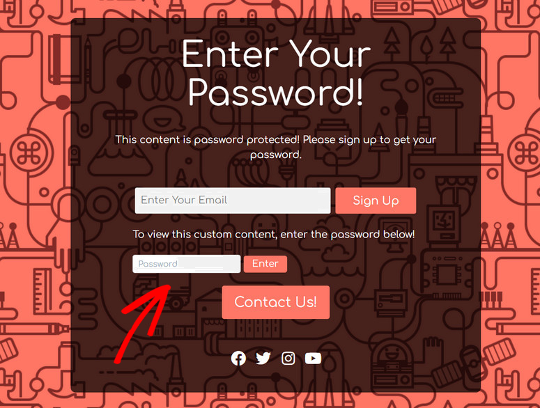 customized password protected page