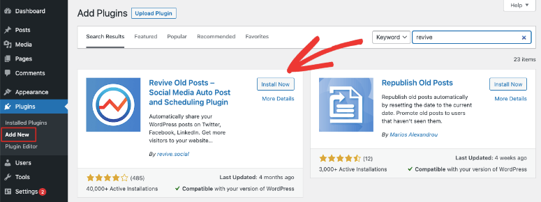 install revive old posts in wordpress
