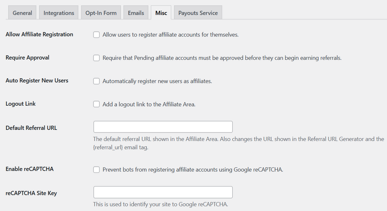 configure settings in affiliatewp affiliate registration