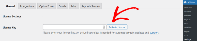 activate affiliatewp license key
