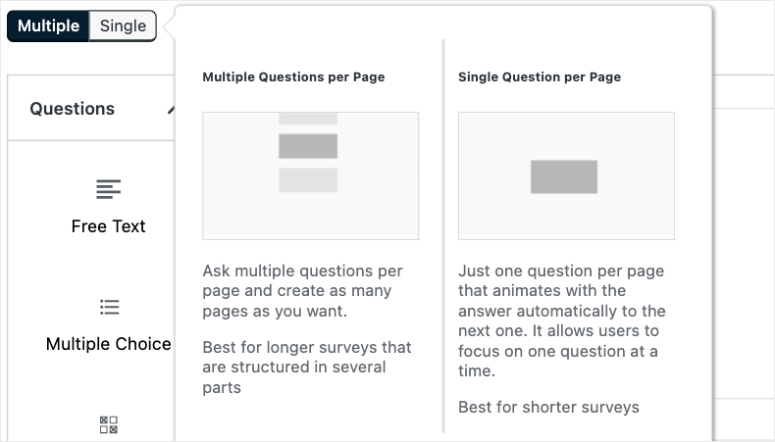 single question view in crowdsignal