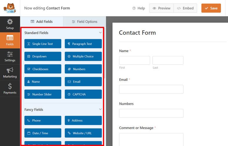 campos de formulario wpforms