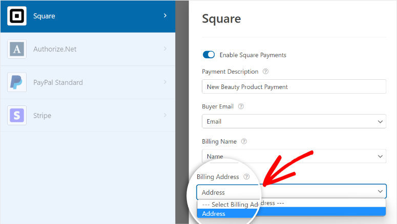 map payment details form
